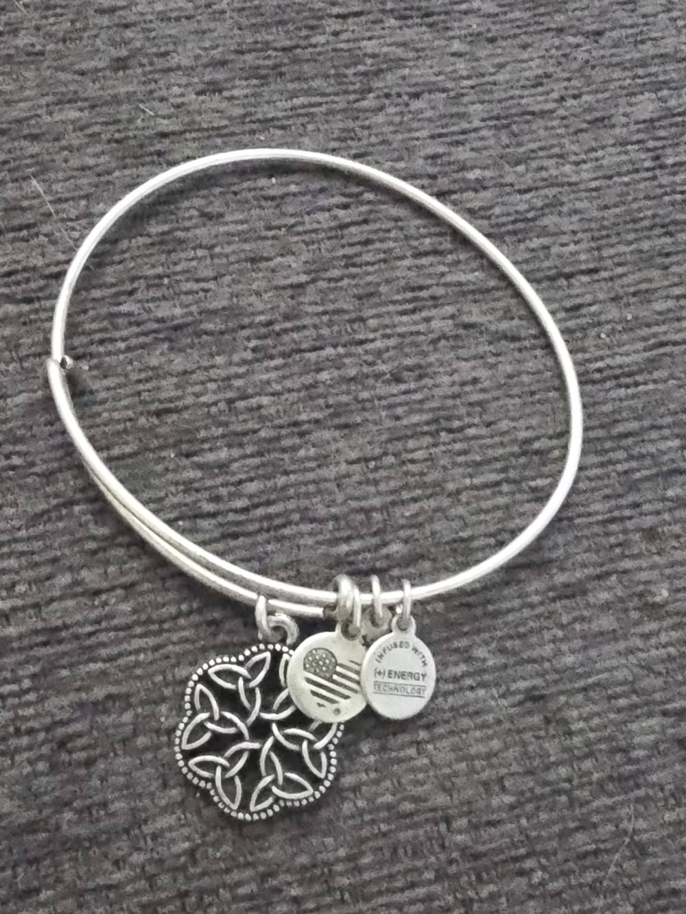Alex and Ani Silver Celtic Knot Charm Bangle Bracelet